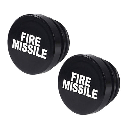 2 PCS Car / Motorcycle FIRE MISSILE Letter Metal Cigarette Lighter Dust Cover (Black) - In Car by buy2fix | Online Shopping UK | buy2fix