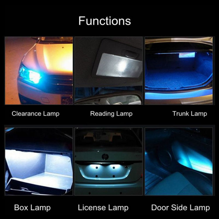 10 PCS T10 DC12V / 1.2W Car Clearance Light 12LEDs COB Lamp Beads (Blue Light) - In Car by buy2fix | Online Shopping UK | buy2fix