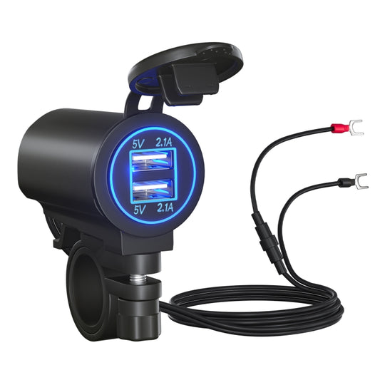 ZH-526I1 Car / Motorcycle 4.2A Dual USB Port Car Charger(Blue Light) - In Car by buy2fix | Online Shopping UK | buy2fix
