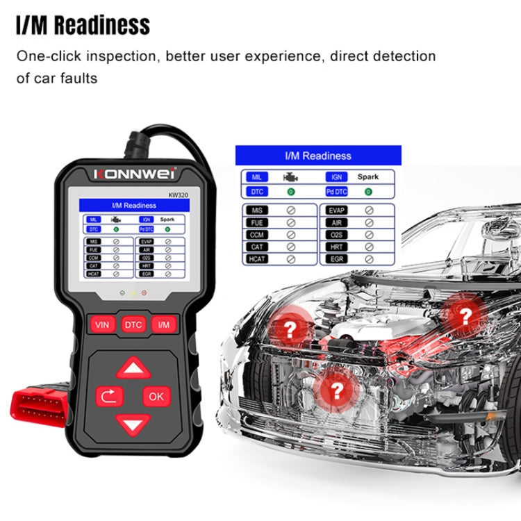 KONNWEI KW320 Car OBD2 Fault Diagnosis Tool - In Car by KONNWEI | Online Shopping UK | buy2fix