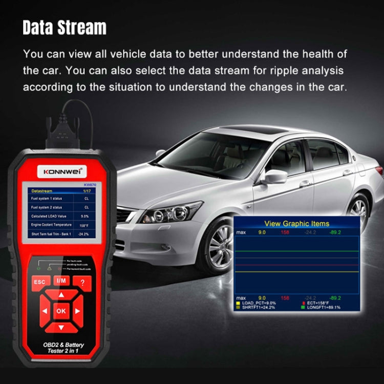 KONNWEI KW870 2 in 1 Car OBD2 Fault Diagnosis + Battery Tester - Code Readers & Scan Tools by KONNWEI | Online Shopping UK | buy2fix