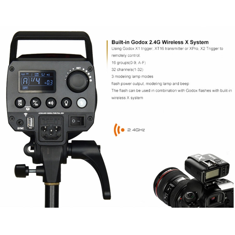 Godox MS300 Studio Flash Light 300Ws Bowens Mount Studio Speedlight(UK Plug) - Camera Accessories by Godox | Online Shopping UK | buy2fix