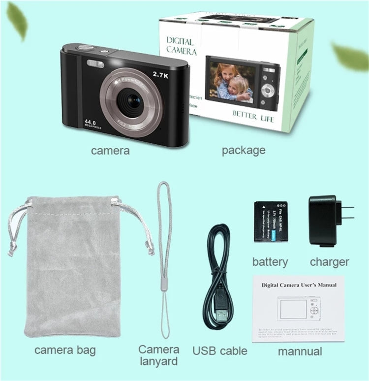 DC302 2.88 inch 44MP 16X Zoom 2.7K Full HD Digital Camera Children Card Camera, UK Plug (Pink) - Consumer Electronics by buy2fix | Online Shopping UK | buy2fix