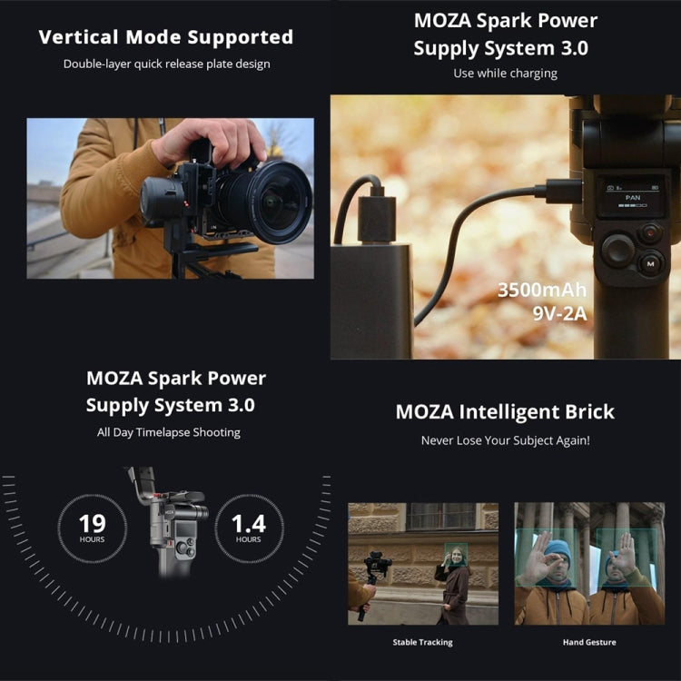 MOZA AirCross 3 Standard 3 Axis Handheld Anti-shake Gimbal Stabilizer for DSLR Camera, Load: 3.2kg (Black) - Handheld Stabilizer by MOZA | Online Shopping UK | buy2fix