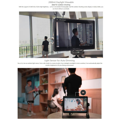 FEELWORLD LUT11 10.1 inch Ultra High Bright 2000nit Touch Screen DSLR Camera Field Monitor, 4K HDMI Input Output 1920 x 1200 IPS Panel(UK Plug) - On-camera Monitors by FEELWORLD | Online Shopping UK | buy2fix