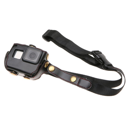 For GoPro HERO7 Black /6 /5  PU Leather Housing Case with Neck Strap & Buttons(Black) - DJI & GoPro Accessories by buy2fix | Online Shopping UK | buy2fix