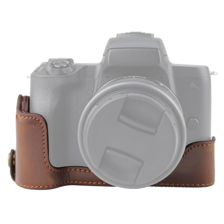 1/4 inch Thread PU Leather Camera Half Case Base for Canon EOS M50 / M50 Mark II (Coffee) - Camera Accessories by buy2fix | Online Shopping UK | buy2fix