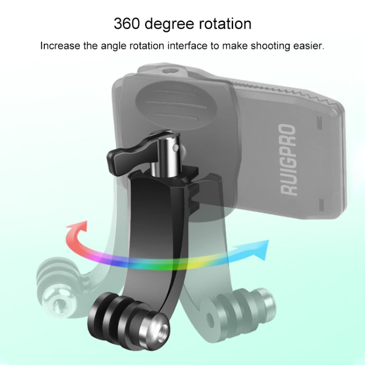 RUIGPRO 360 Degree Rotation J-Type Backpack Rec-Mounts Clip Clamp Mount with Screw for GoPro HERO9 Black / HERO8 Black /HERO7 /6 /5, DJI Osmo Action, Xiaoyi and Other Action Cameras - DJI & GoPro Accessories by RUIGPRO | Online Shopping UK | buy2fix