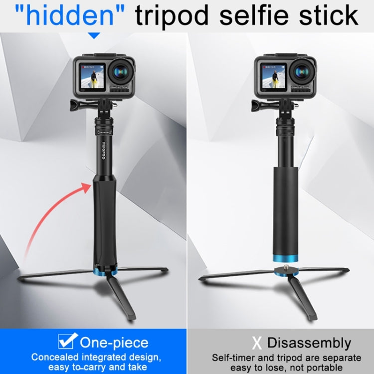 RUIGPRO One-piece Handheld Tripod Selfie Stick Telescopic Monopod Mount for GoPro, Insta360, DJI and Other Action Cameras(Black) - Portable Mini Tripod by RUIGPRO | Online Shopping UK | buy2fix