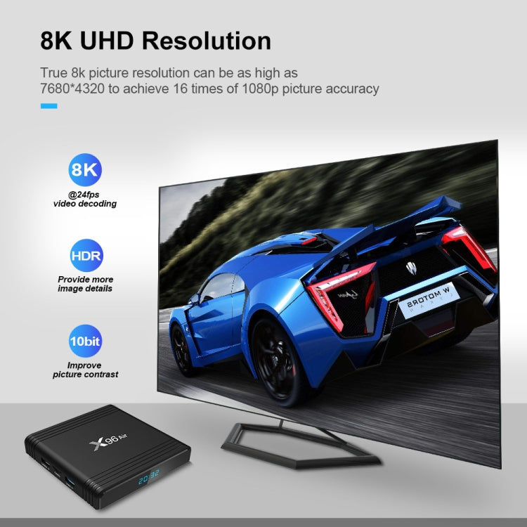 X96 Air 8K Smart TV BOX Android 9.0 Media Player with Remote Control, Quad-core Amlogic S905X3, RAM: 4GB, ROM: 64GB, Dual Band WiFi, Bluetooth, EU Plug - Consumer Electronics by buy2fix | Online Shopping UK | buy2fix