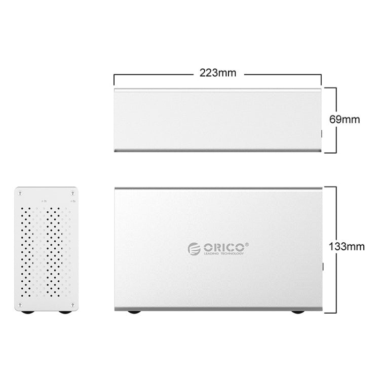 ORICO Honeycomb Series WS200C3 SATA 3.5 inch USB 3.1 USB-C / Type-C Dual Bays Aluminum Alloy HDD / SSD Enclosure, The Maximum Support Capacity: 20TB - HDD Enclosure by ORICO | Online Shopping UK | buy2fix