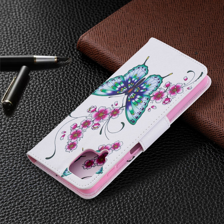 For Samsung Galaxy A12 Colored Drawing Pattern Horizontal Flip Leather Case with Holder & Card Slots & Wallet(Two Butterflies) - Samsung Accessories by buy2fix | Online Shopping UK | buy2fix