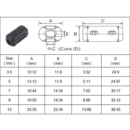 22 PCS / Pack 3.5mm/5mm/7mm/9mm Anti-interference Degaussing Ring Ferrite Ring Cable Clip Core Noise Suppressor Filter - In Car by buy2fix | Online Shopping UK | buy2fix