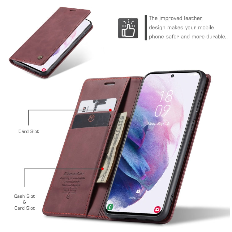 For Samsung Galaxy S21 5G CaseMe 013 Multifunctional Horizontal Flip Leather Case with Holder & Card Slot & Wallet(Wine Red) - Samsung Accessories by CaseMe | Online Shopping UK | buy2fix