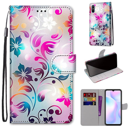 For Xiaomi Redmi 9A Coloured Drawing Cross Texture Horizontal Flip PU Leather Case with Holder & Card Slots & Wallet & Lanyard(Gradient Colorful Flower) - Xiaomi Cases by buy2fix | Online Shopping UK | buy2fix