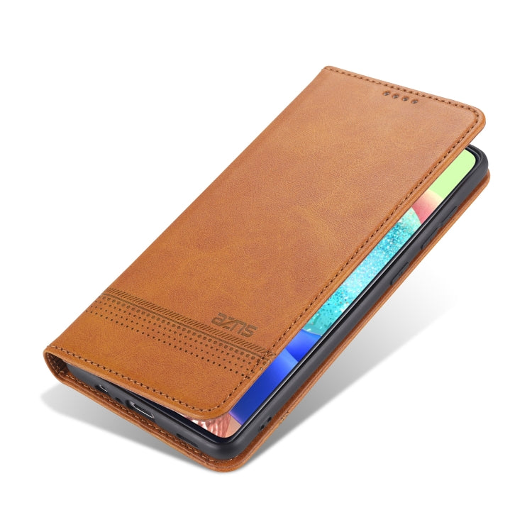 For Samsung Galaxy A52 5G / 4G AZNS Magnetic Calf Texture Horizontal Flip Leather Case with Card Slots & Holder & Wallet(Light Brown) - Galaxy Phone Cases by AZNS | Online Shopping UK | buy2fix