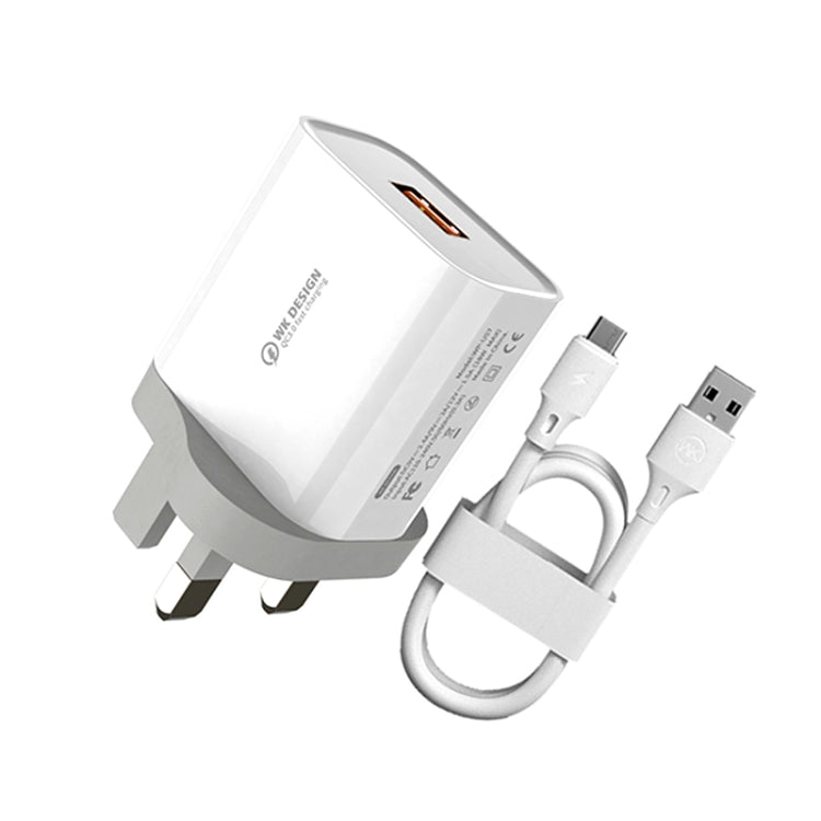 WK WP-U57 Max 18W Maxspeed QC3.0 Fast Charger +  USB to Micro USB Data Cable, Plug Type:UK Plug - USB Charger by WK | Online Shopping UK | buy2fix