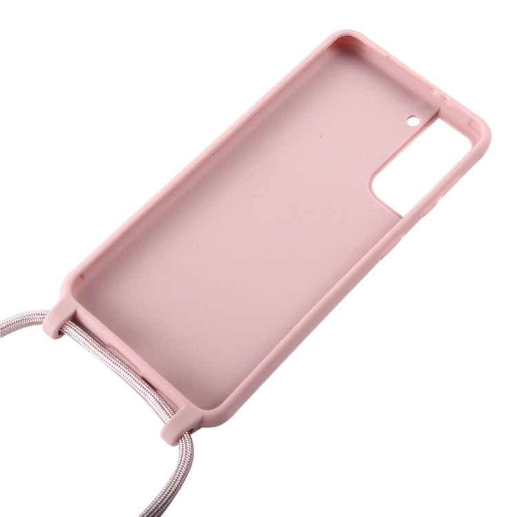 For Samsung Galaxy S21+ 5G Candy Colors TPU Protective Case with Lanyard(Rose Gold) - Samsung Accessories by buy2fix | Online Shopping UK | buy2fix