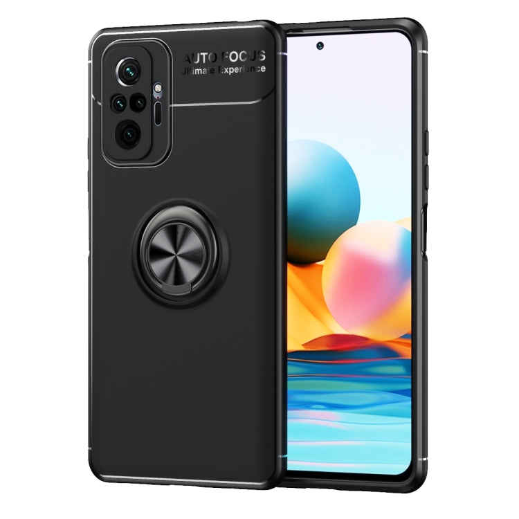 For Xiaomi Redmi Note 10 Pro Metal Ring Holder 360 Degree Rotating TPU Case(Black+Black) - Xiaomi Accessories by buy2fix | Online Shopping UK | buy2fix