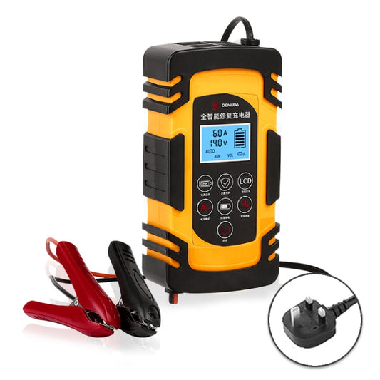 DEMUDA DC-80 Car Battery Charger 12V/24V Intelligent Pulse Repair Type Lead-acid Battery, Plug Type:UK Plug(Yellow) - In Car by buy2fix | Online Shopping UK | buy2fix