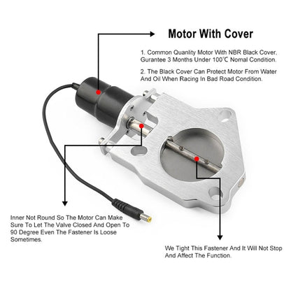 Universal Car Stainless Steel Racing Electric Exhaust Cutout Valves Control Motor, Size:2 inch - In Car by buy2fix | Online Shopping UK | buy2fix