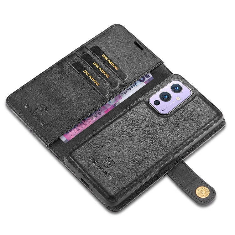 For OnePlus 9 DG.MING Crazy Horse Texture Flip Detachable Magnetic Leather Case with Holder & Card Slots & Wallet(Black) - OnePlus Cases by DG.MING | Online Shopping UK | buy2fix