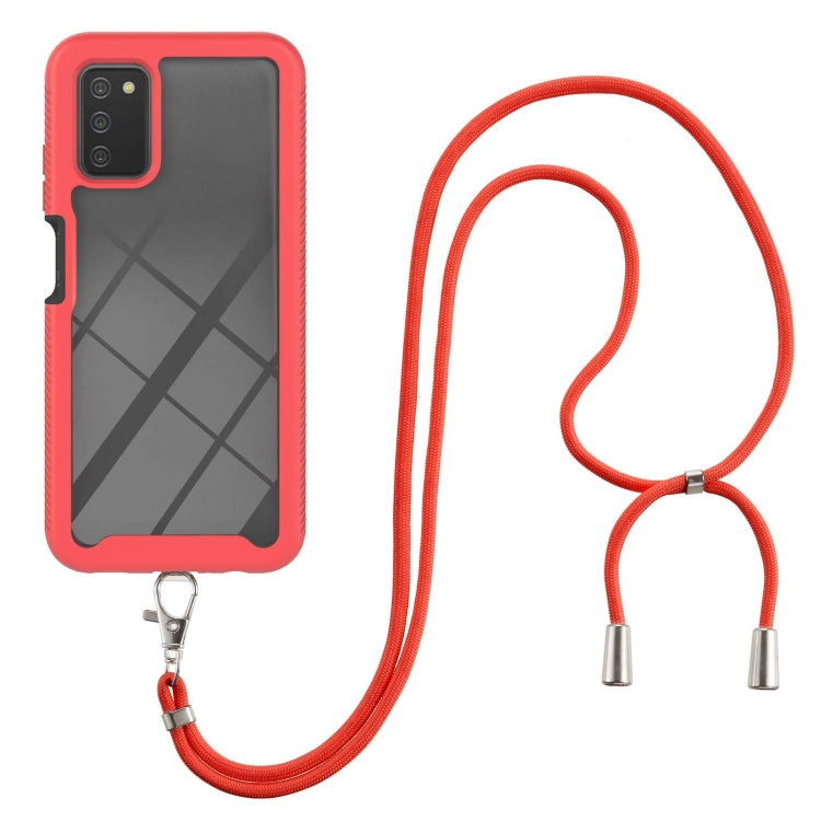 For Samsung Galaxy A03s EU Version Starry Sky Solid Color Series Shockproof PC + TPU Protective Case with Neck Strap(Red) - Galaxy Phone Cases by buy2fix | Online Shopping UK | buy2fix