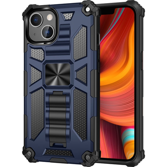 For iPhone 13 Pro Armor Shockproof TPU + PC Magnetic Protective Case with Holder (Blue) - iPhone 13 Pro Cases by buy2fix | Online Shopping UK | buy2fix