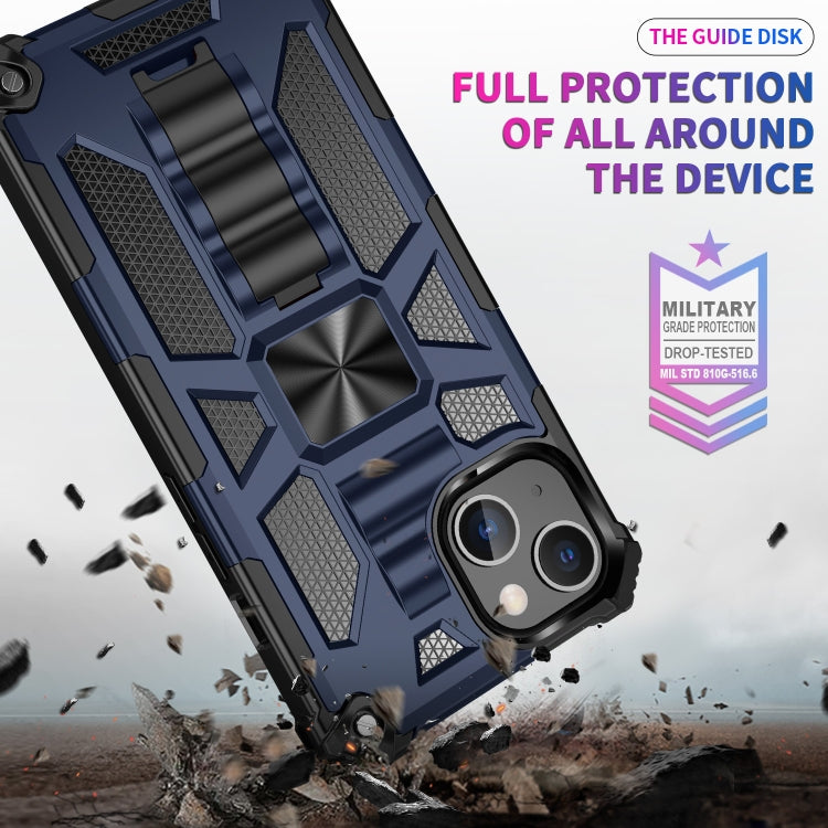 For iPhone 13 Pro Armor Shockproof TPU + PC Magnetic Protective Case with Holder (Blue) - iPhone 13 Pro Cases by buy2fix | Online Shopping UK | buy2fix