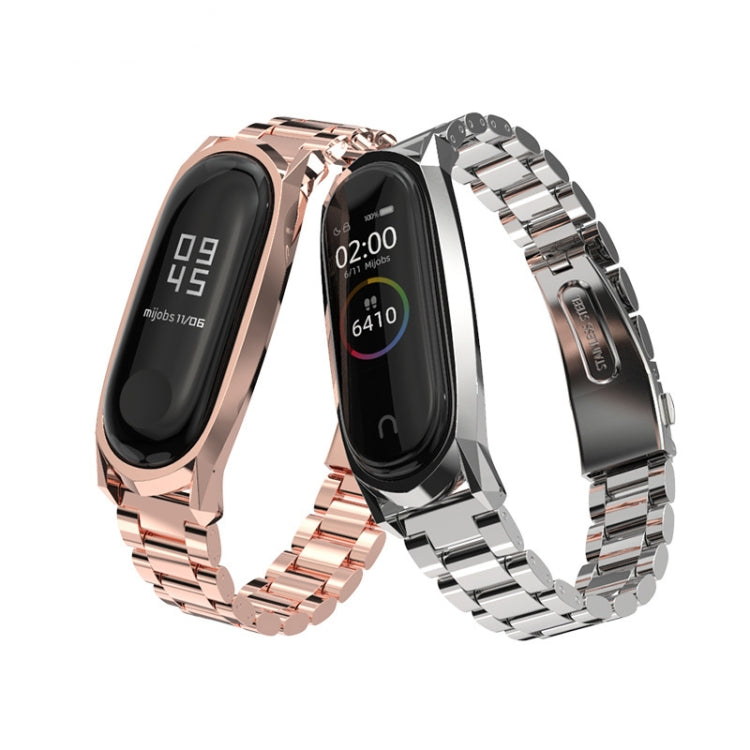 For Xiaomi Mi Band 6 / 5 / 4 / 3 Mijobs Three Beads Metal GT Stainless Steel Watch Band(Purple) - Watch Bands by MIJOBS | Online Shopping UK | buy2fix