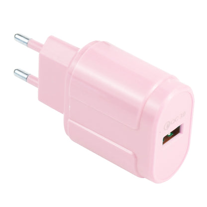 13-3 QC3.0 Single USB Interface Macarons Travel Charger, EU Plug(Pink) - Mobile Accessories by buy2fix | Online Shopping UK | buy2fix