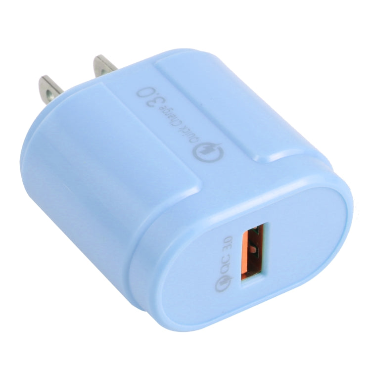 13-3 QC3.0 Single USB Interface Macarons Travel Charger, US Plug(Blue) - Mobile Accessories by buy2fix | Online Shopping UK | buy2fix