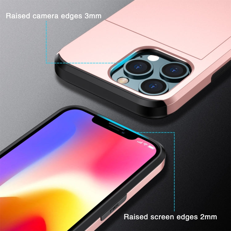 For iPhone 13 Pro Shockproof Armor Protective Case with Slide Card Slot (Rose Gold) - iPhone 13 Pro Cases by buy2fix | Online Shopping UK | buy2fix