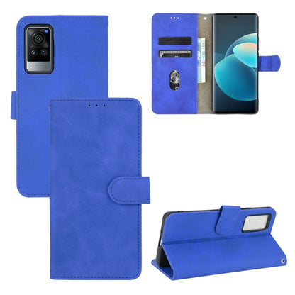 For vivo X60 Pro / X60 5G Solid Color Skin Feel Magnetic Buckle Horizontal Flip Calf Texture PU Leather Case with Holder & Card Slots & Wallet(Blue) - vivo Cases by buy2fix | Online Shopping UK | buy2fix