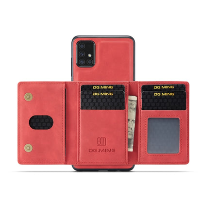 For Samsung Galaxy A71 DG.MING M2 Series 3-Fold Multi Card Bag Back Cover Shockproof Case with Wallet & Holder Function(Red) - Galaxy Phone Cases by DG.MING | Online Shopping UK | buy2fix