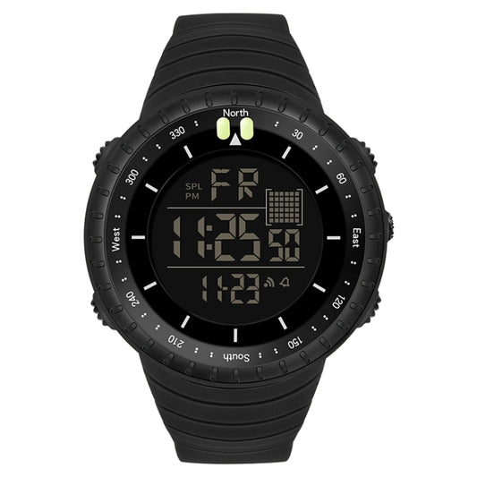 SANDA 6071 Three-split Screen LED Digital Display Luminous Stopwatch Timing Multifunctional Men Sports Electronic Watch(All Black) - Sport Watches by SANDA | Online Shopping UK | buy2fix