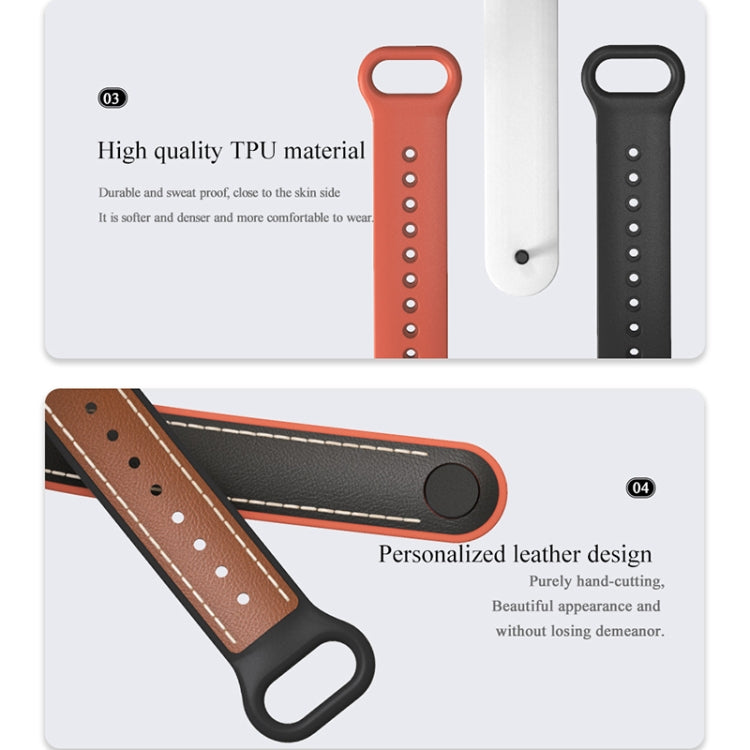 For Xiaomi Mi Band 5/6/7 MIJOBS TPU + Leather Watch Band(Blue+Black) - Watch Bands by MIJOBS | Online Shopping UK | buy2fix