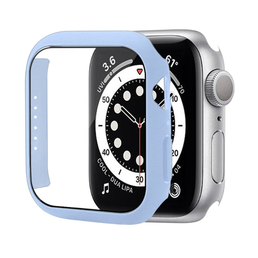 Shockproof PC Protective Case with Tempered Glass Film For Apple Watch Series 8 / 7 45mm(Ice Sea Blue) - Smart Wear by buy2fix | Online Shopping UK | buy2fix