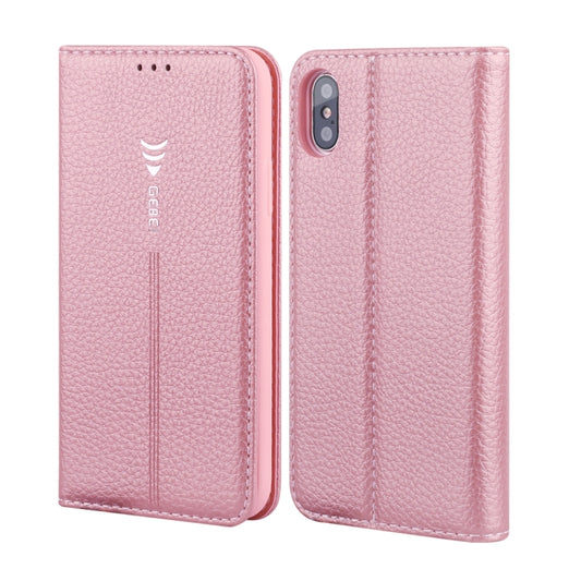 For iPhone XS Max GEBEI PU+TPU Horizontal Flip Protective Case with Holder & Card Slots(Rose Gold) - More iPhone Cases by GEBEI | Online Shopping UK | buy2fix