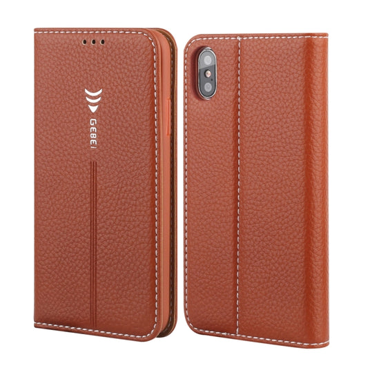 For iPhone XS Max GEBEI PU+TPU Horizontal Flip Protective Case with Holder & Card Slots(Brown) - More iPhone Cases by GEBEI | Online Shopping UK | buy2fix