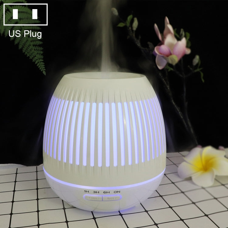 400ml Hollow-out LED Humidifier Wood Grain Air Purifier Aromatherapy Machine Automatic Alcohol Sprayer with Colorful LED Light, Plug Specification:US Plug(White) - Home & Garden by buy2fix | Online Shopping UK | buy2fix