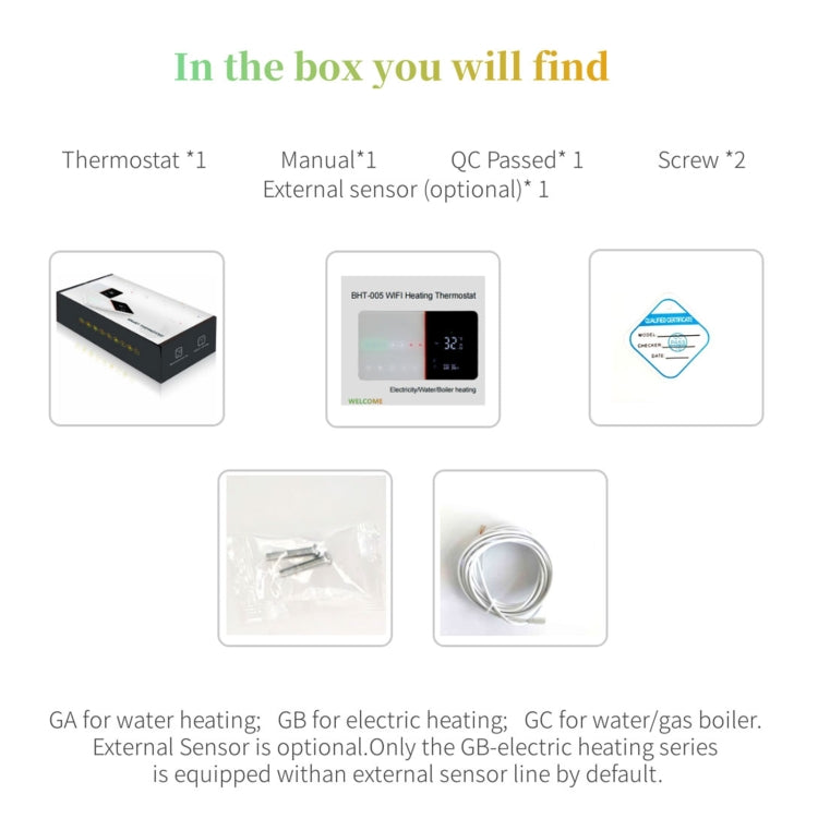 BHT-005-GA 220V AC 3A Smart Home Heating Thermostat for EU Box, Control Water Heating with Only Internal Sensor - Consumer Electronics by buy2fix | Online Shopping UK | buy2fix