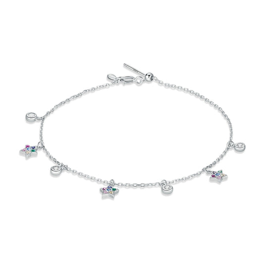 S925 Sterling Silver Star Colored Zircon Bracelet Women Jewelry - Bracelets by buy2fix | Online Shopping UK | buy2fix