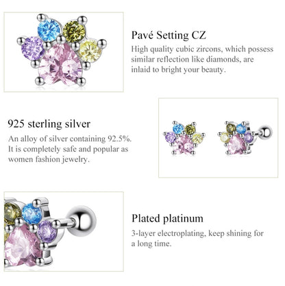 S925 Sterling Silver Color Zircon Cute Claw Ear Stud Women Earrings - Stud Earrings & Earrings by buy2fix | Online Shopping UK | buy2fix