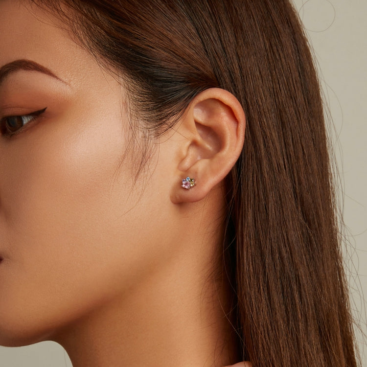 S925 Sterling Silver Color Zircon Cute Claw Ear Stud Women Earrings - Stud Earrings & Earrings by buy2fix | Online Shopping UK | buy2fix