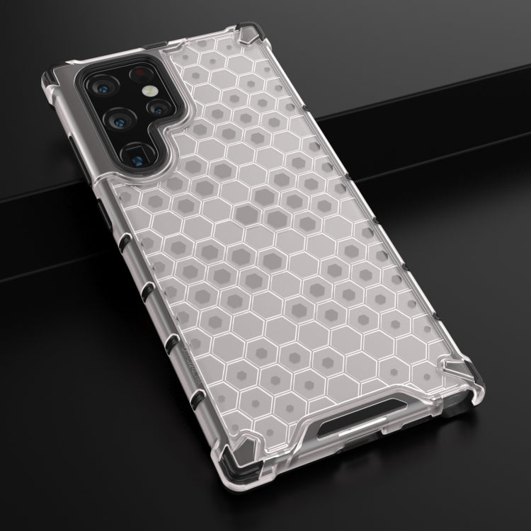 For Samsung Galaxy S22 Ultra 5G Honeycomb PC + TPU Phone Case(White) - Galaxy S22 Ultra 5G Cases by buy2fix | Online Shopping UK | buy2fix
