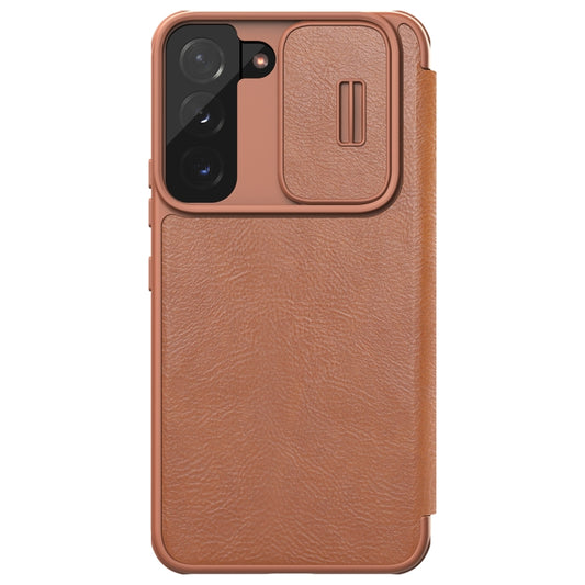 For Samsung Galaxy S22+ 5G NILLKIN QIN Series Pro Sliding Camera Cover Design Leather Phone Case(Brown) - Galaxy S22+ 5G Cases by NILLKIN | Online Shopping UK | buy2fix