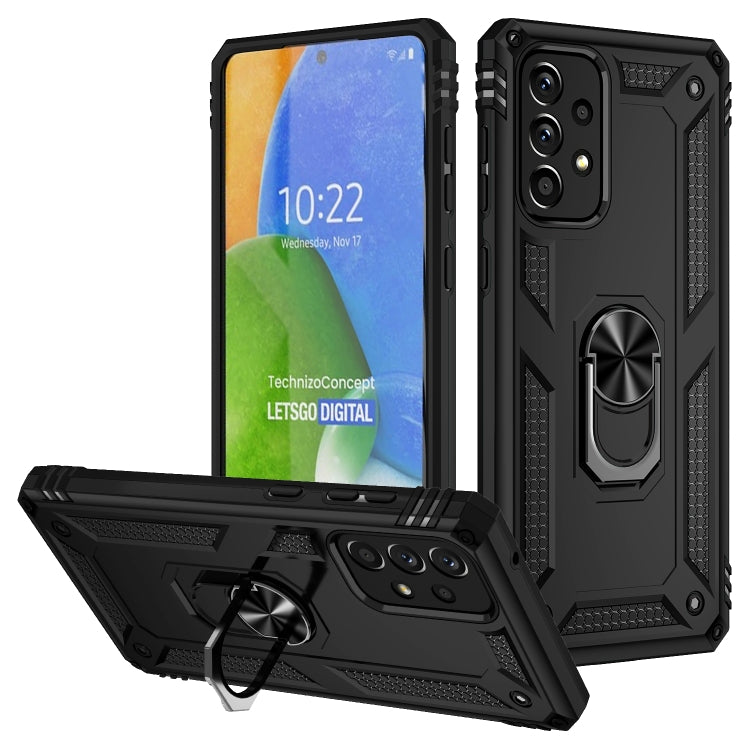 For Samsung Galaxy A73 5G Shockproof TPU + PC Phone Case with Holder(Black) - Samsung Accessories by buy2fix | Online Shopping UK | buy2fix