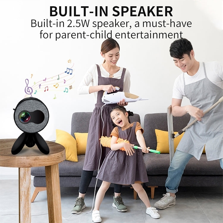 YG220 Same Screen Version Children Projector Mini LED Portable Home Speaker Projector, Plug Type:EU Plug(Black) - Consumer Electronics by buy2fix | Online Shopping UK | buy2fix