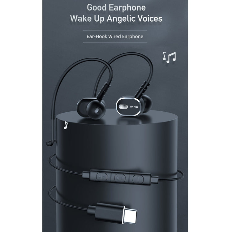 awei TC-6 Type-C / USB-C Mini Stereo In-ear Wired Earphone(Black) - Type-C Earphone by awei | Online Shopping UK | buy2fix